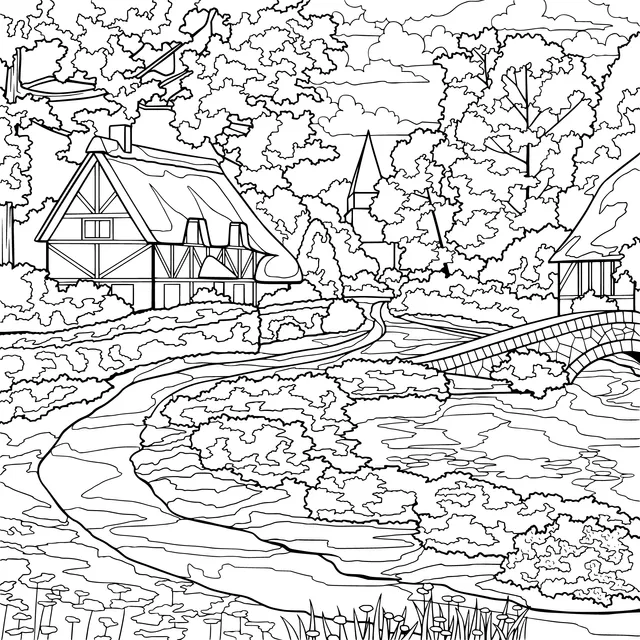 Rural landscape illustration