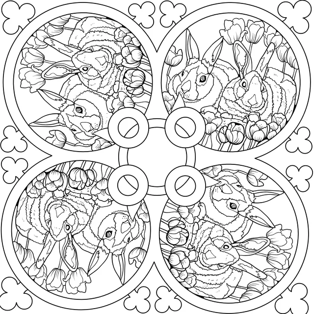 Rabbit pattern in the flower bed