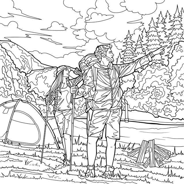 Couple Camping Outdoors
