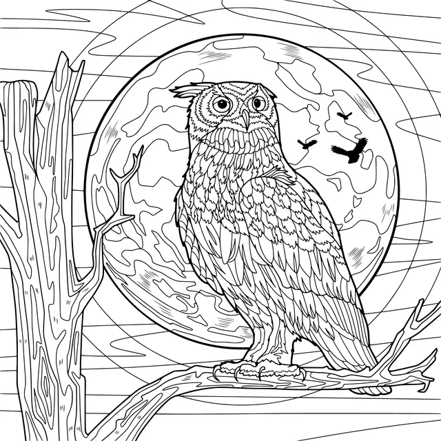 Owl in the Moon - lit Night