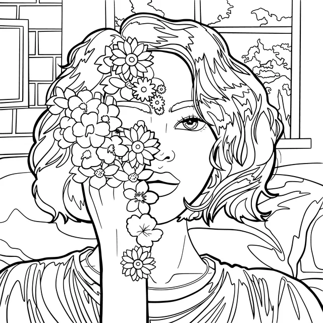 Blonde - haired Woman Holding Flowers