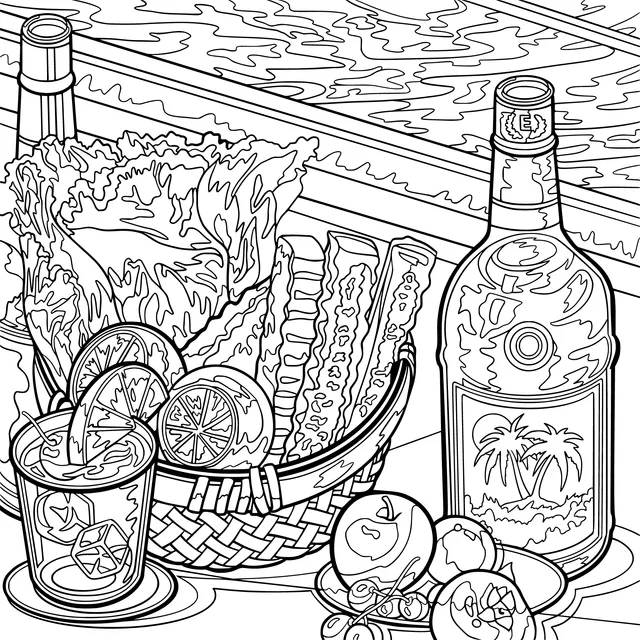 Refreshing Drinks and Fruits - Vegetables by the Pool