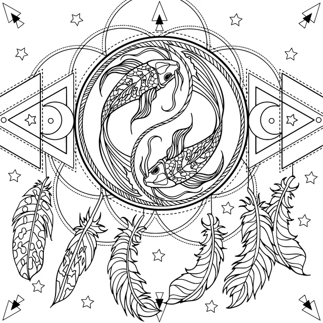 Yin - Yang Koi Fish and Dreamy Decorations