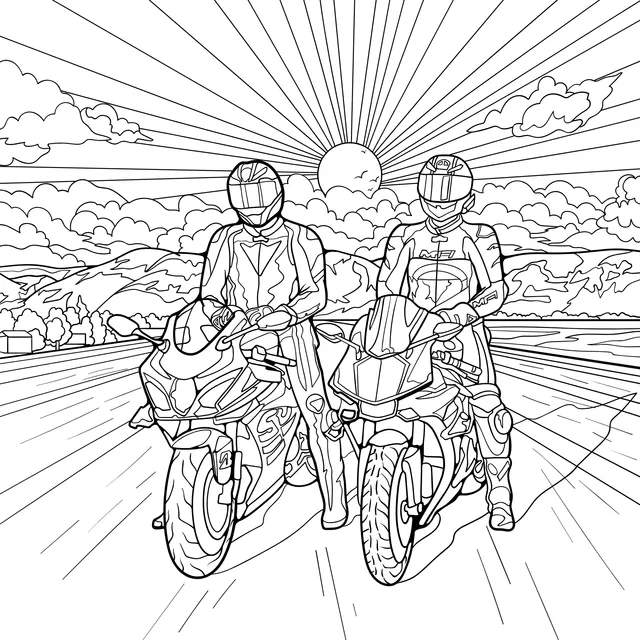 Two motorcyclists on the road