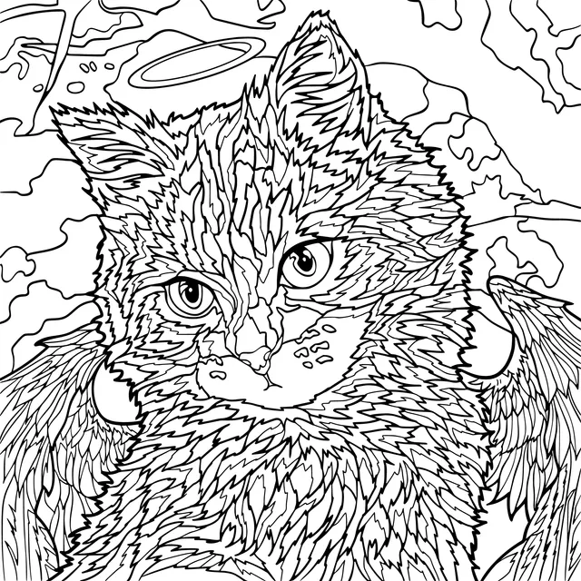 Dreamy Cat with Halo and Wings