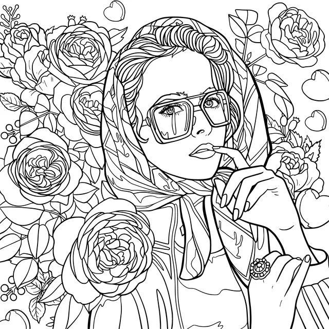 Fashionable Lady in the Flower丛