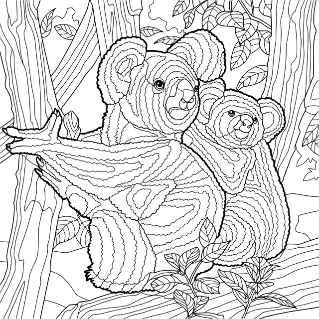 Mother - koala and baby koala in the tree