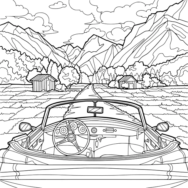 Convertible Car Journey in the Mountains