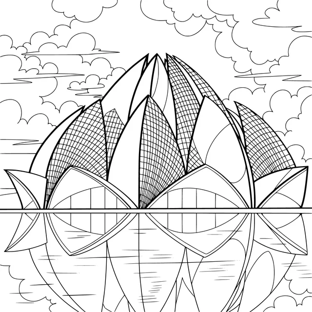 Colorful Lotus - shaped Building and Dreamy Sky