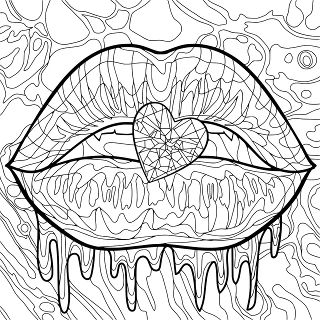 Dripping - colored Red Lips and a Blue Heart