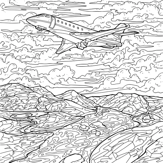 Airplane Flying Over Mountains and Rivers