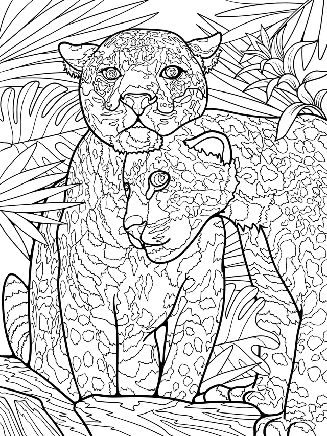 Two jaguars in the jungle