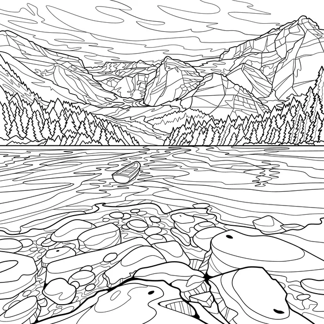 A Quiet Boat by the Mountain Lake