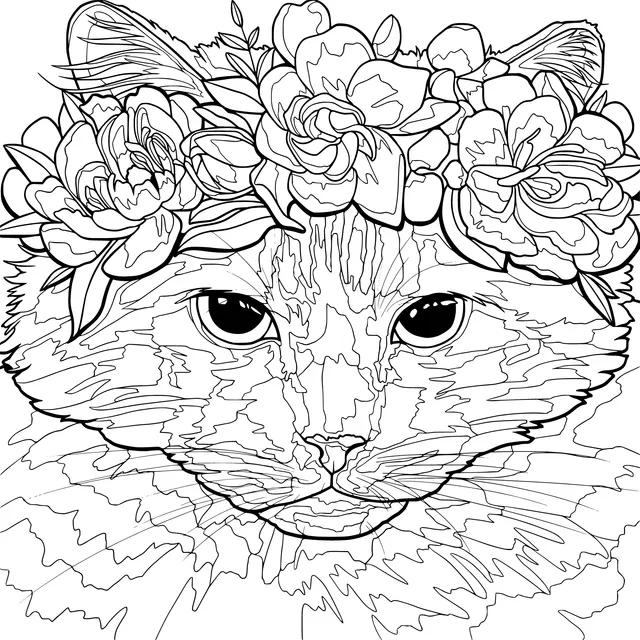 Cat wearing a flower crown