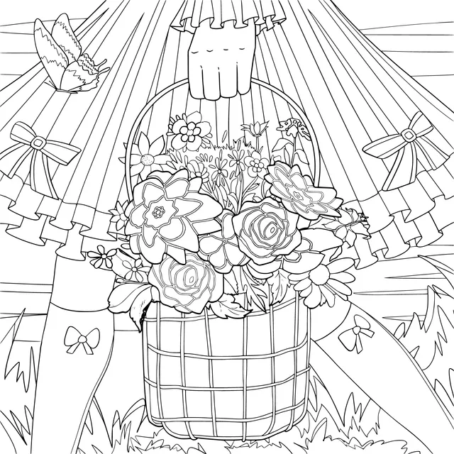 Girl Holding a Flower Basket