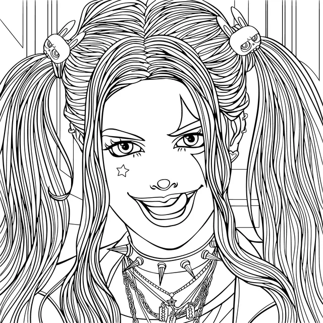 Ponytailed Girl with Joker - style