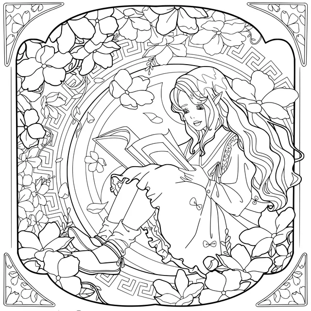 Girl Reading in the Flower丛