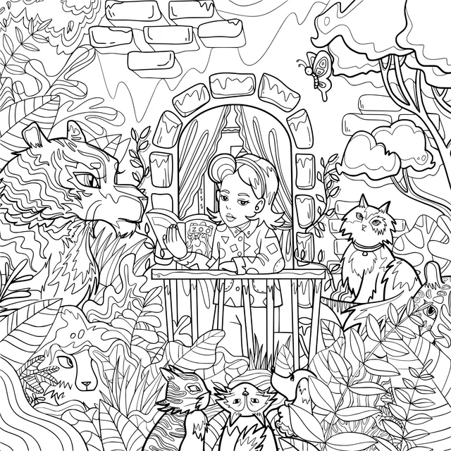 A Sweet Moment with a Girl and Animals