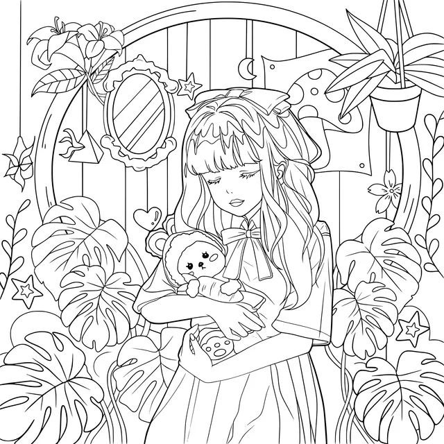 Girl Hugging a Doll