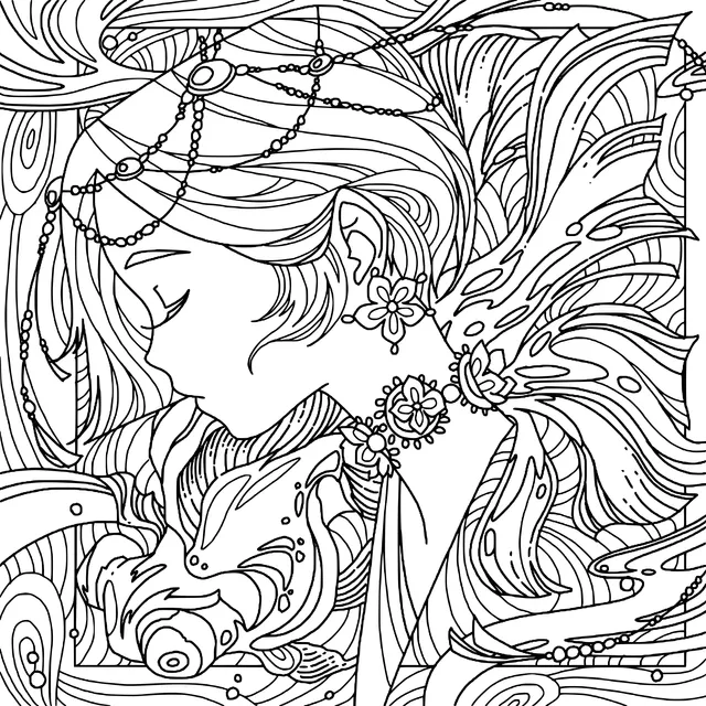 Dream - style Girl and Goldfish