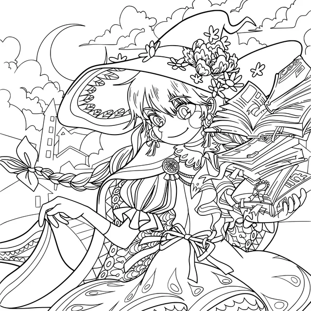 Magic Girl Holding Books