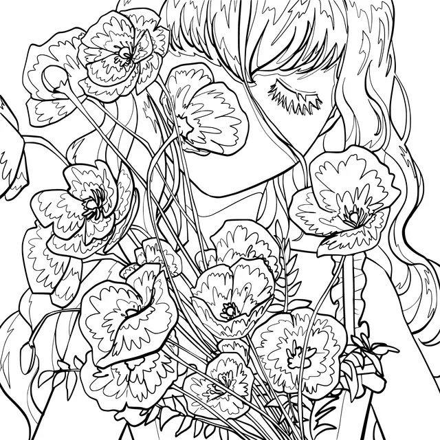 Girl Holding Flowers