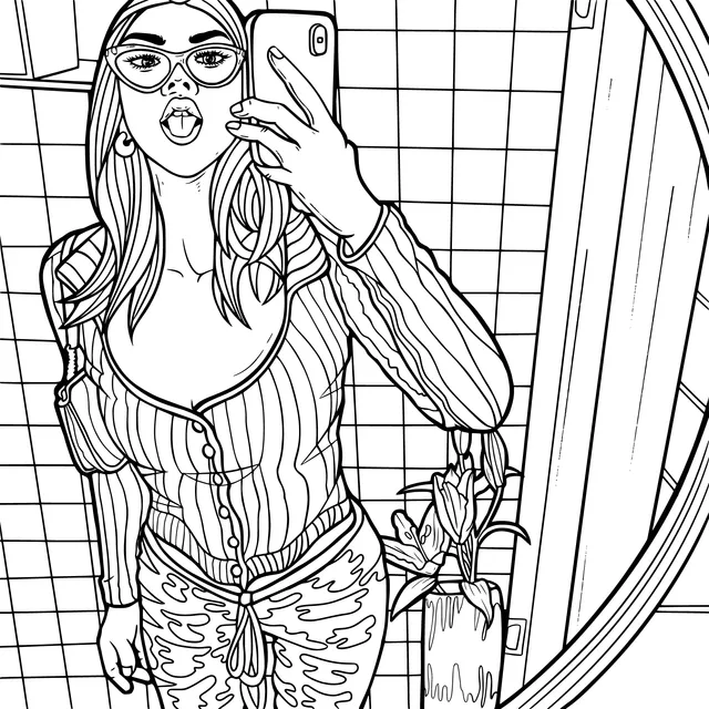 Girl taking a selfie in front of the mirror