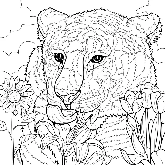 Tiger in the Flower Bed