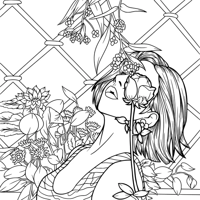 Woman among flowers