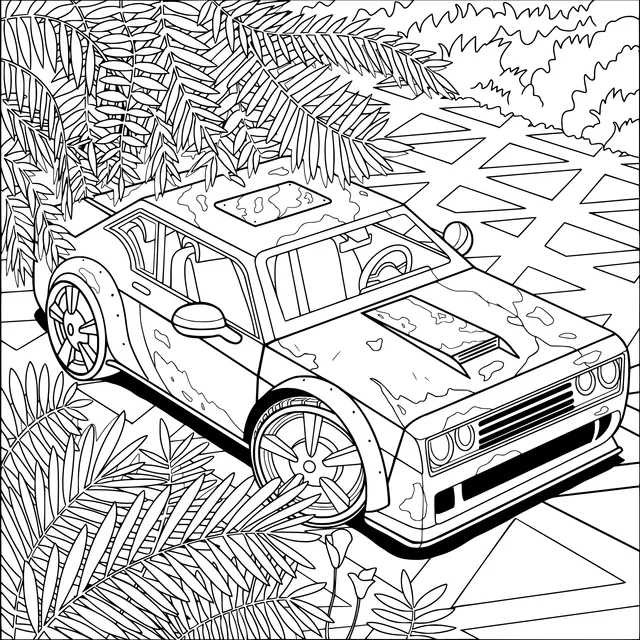 Orange Sports Car in the Jungle
