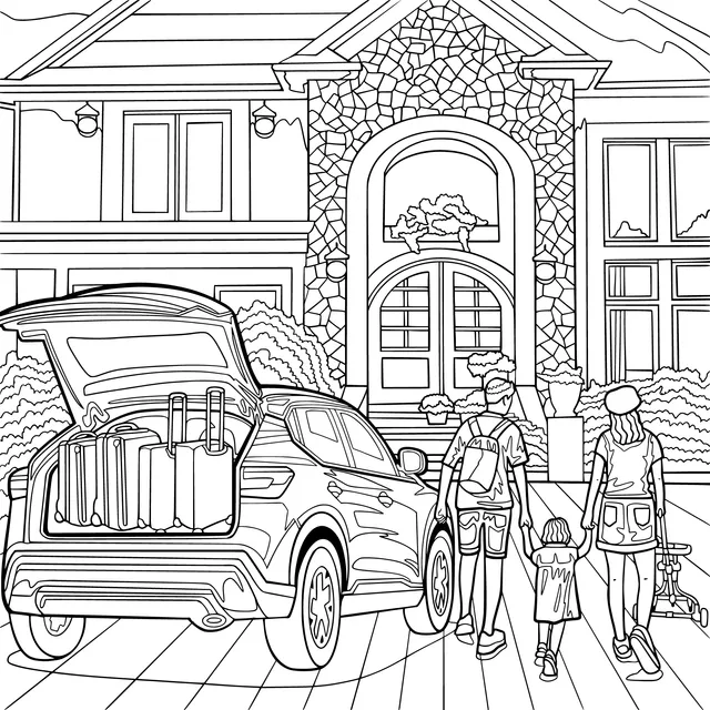 A family preparing for a trip