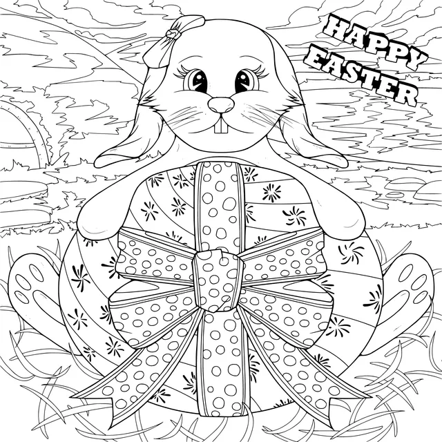 Happy Easter Bunny with an Egg