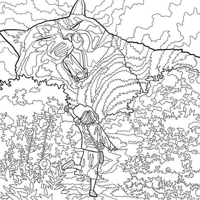A Girl's Adventure with a Giant Cat