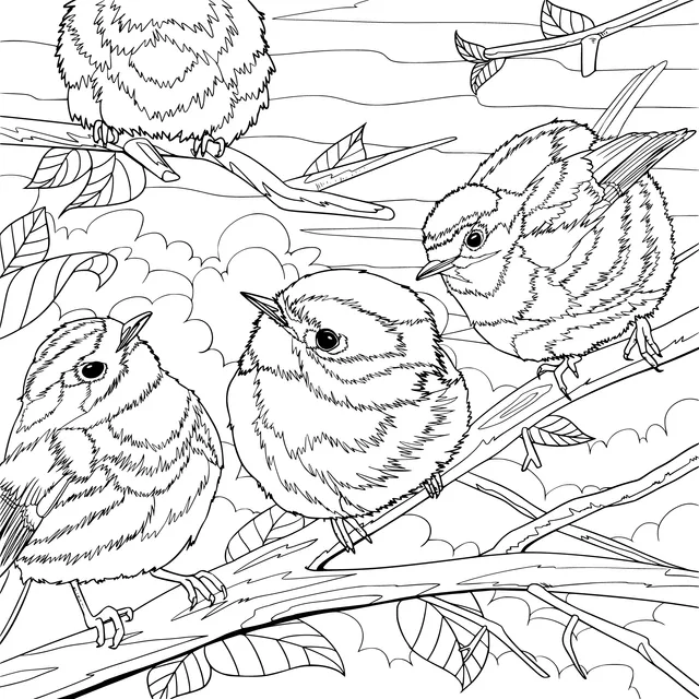 Little birds on the branches