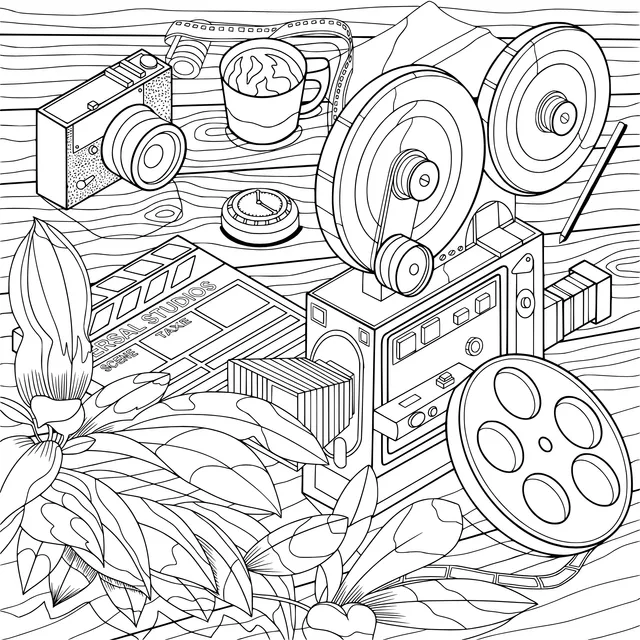 Vintage Film Equipment and Green Plants