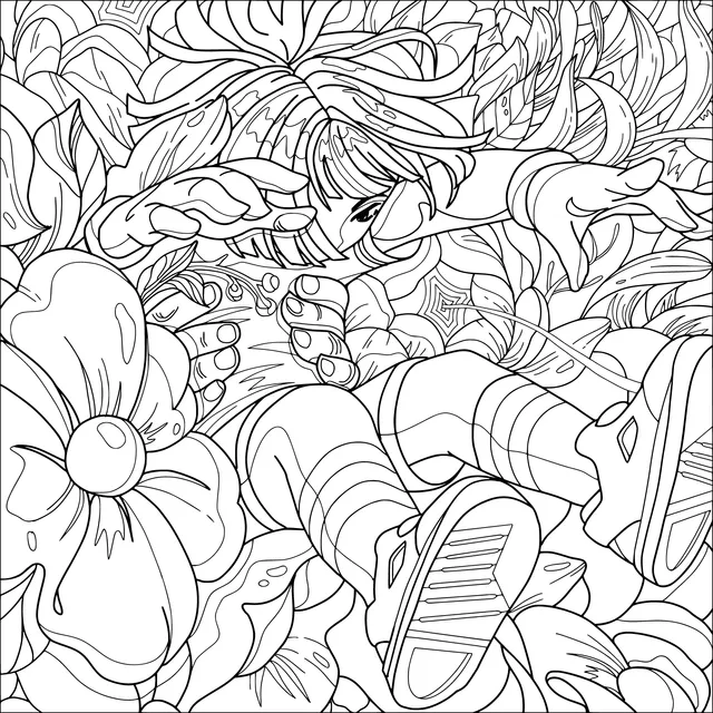Red - haired Girl in the Flower Bed