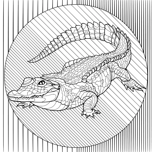 Cartoon Crocodile in a Circular Background