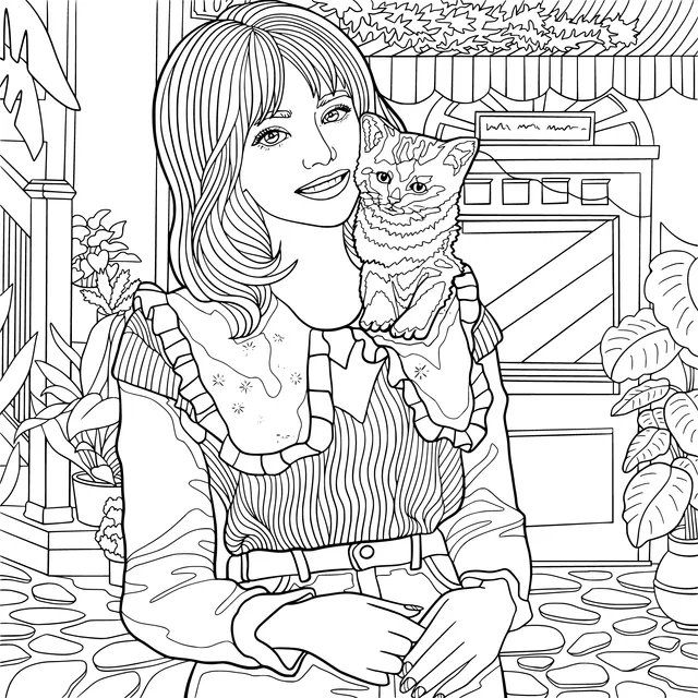 Woman holding a cat