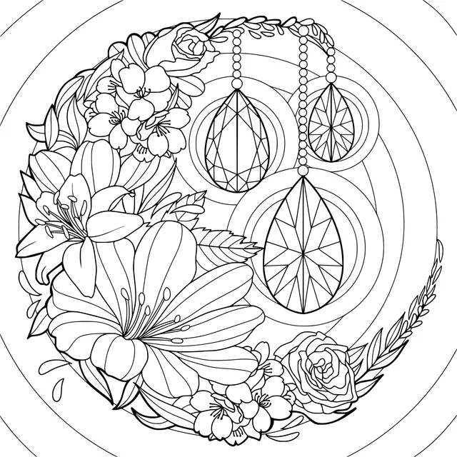 Floral and Gem Decorative Pattern