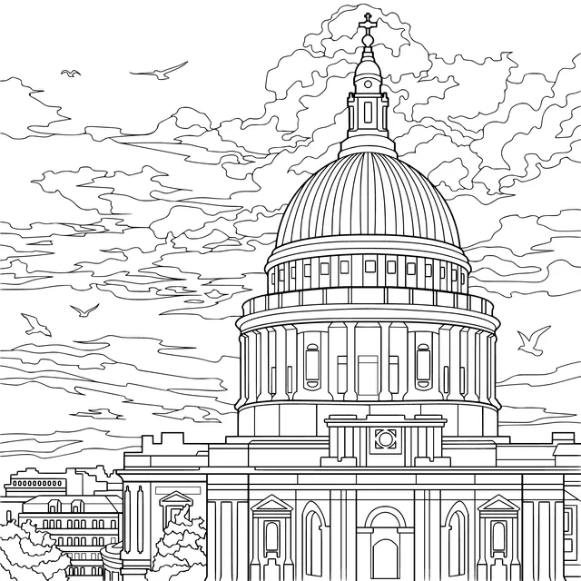 Domed Building at Sunset