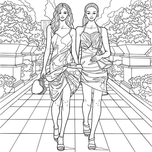Two Ladies' Stylish Stroll