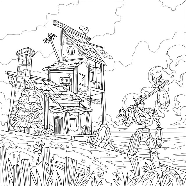 Robot and Cottage by the Sea