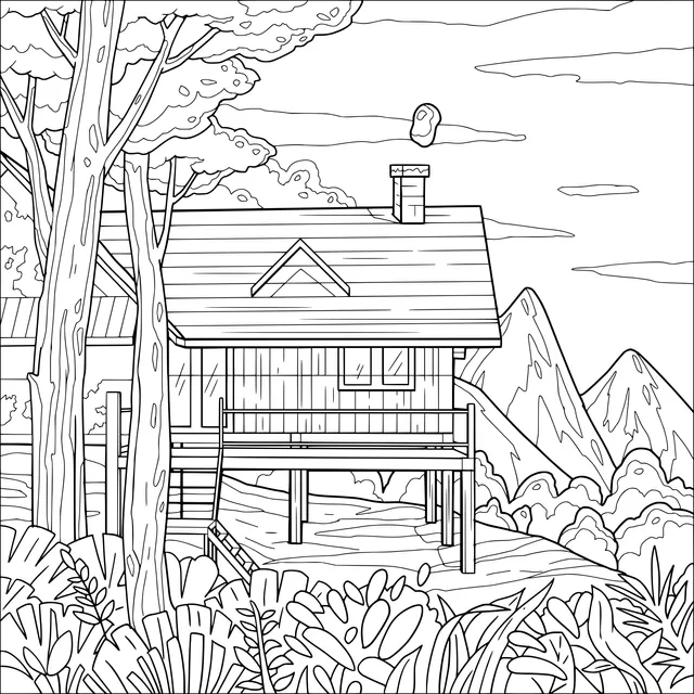 Log cabin in the mountains and forests
