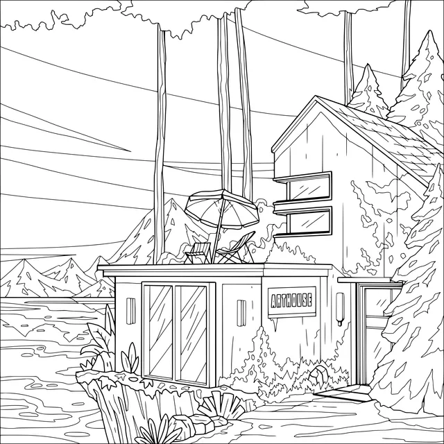 Cottage in the Mountain Forest by the Lake