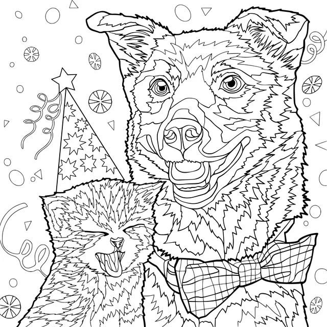 Happy Party of a Cat and a Dog