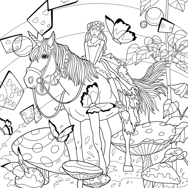 A Maiden and a Unicorn in a Magical Forest