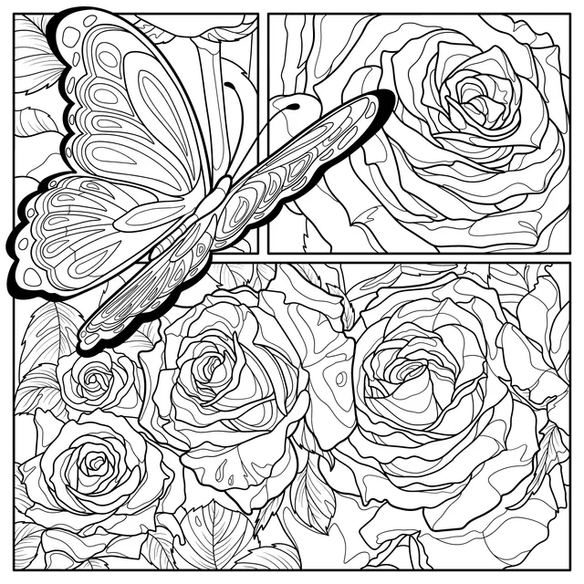 Butterfly and Roses
