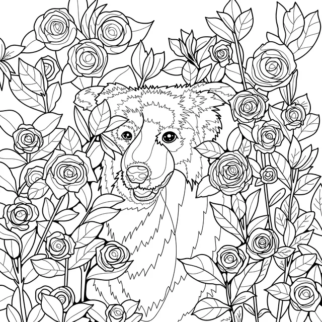 Shepherd Dog in the Flower丛