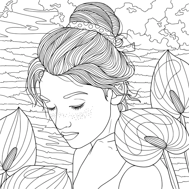 Woman in Thought Among Flowers