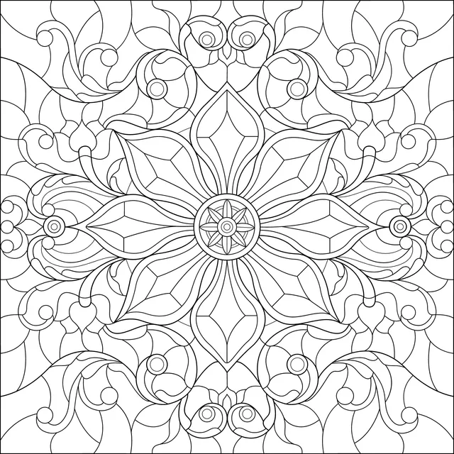 Stained - glass style floral pattern